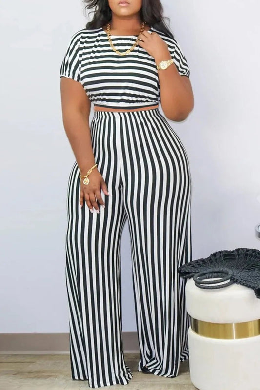 Casual Striped Two Piece Halter Set - La’Shays Large & Lovely Closet