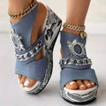 Fish Mouth Denim Wedges - La’Shays Large & Lovely Closet