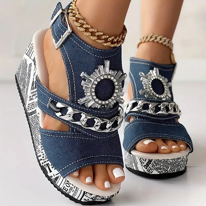 Fish Mouth Denim Wedges - La’Shays Large & Lovely Closet