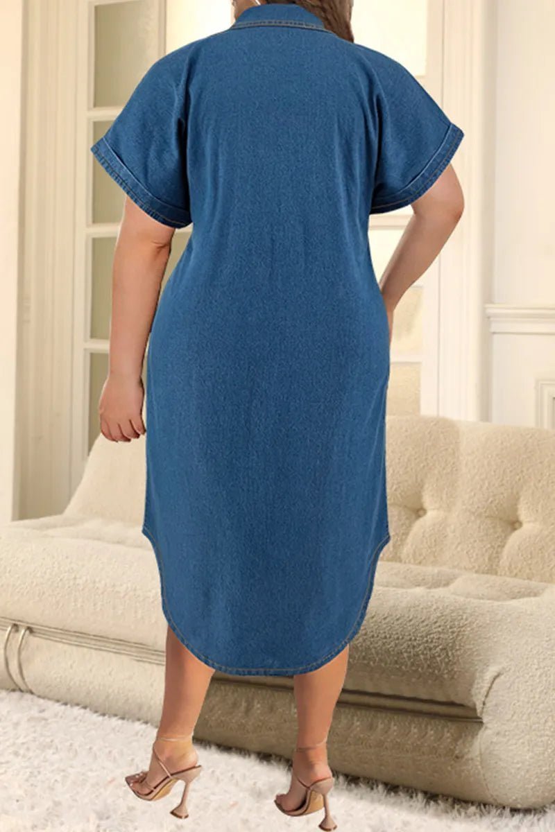 On The Go Denim Dress - La’Shays Large & Lovely Closet