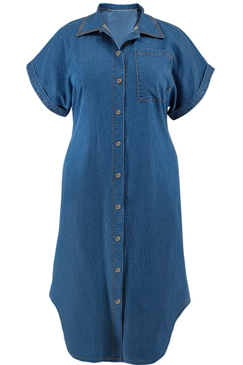 On The Go Denim Dress - La’Shays Large & Lovely Closet