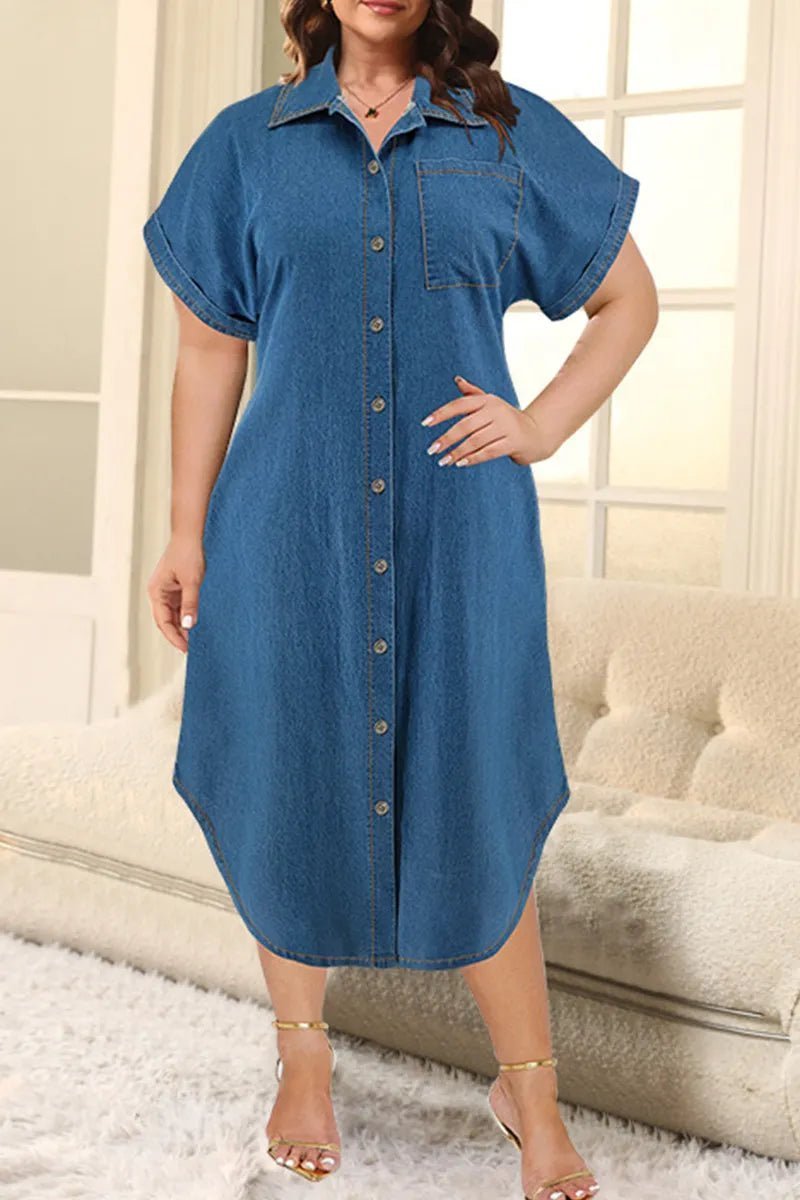 On The Go Denim Dress - La’Shays Large & Lovely Closet