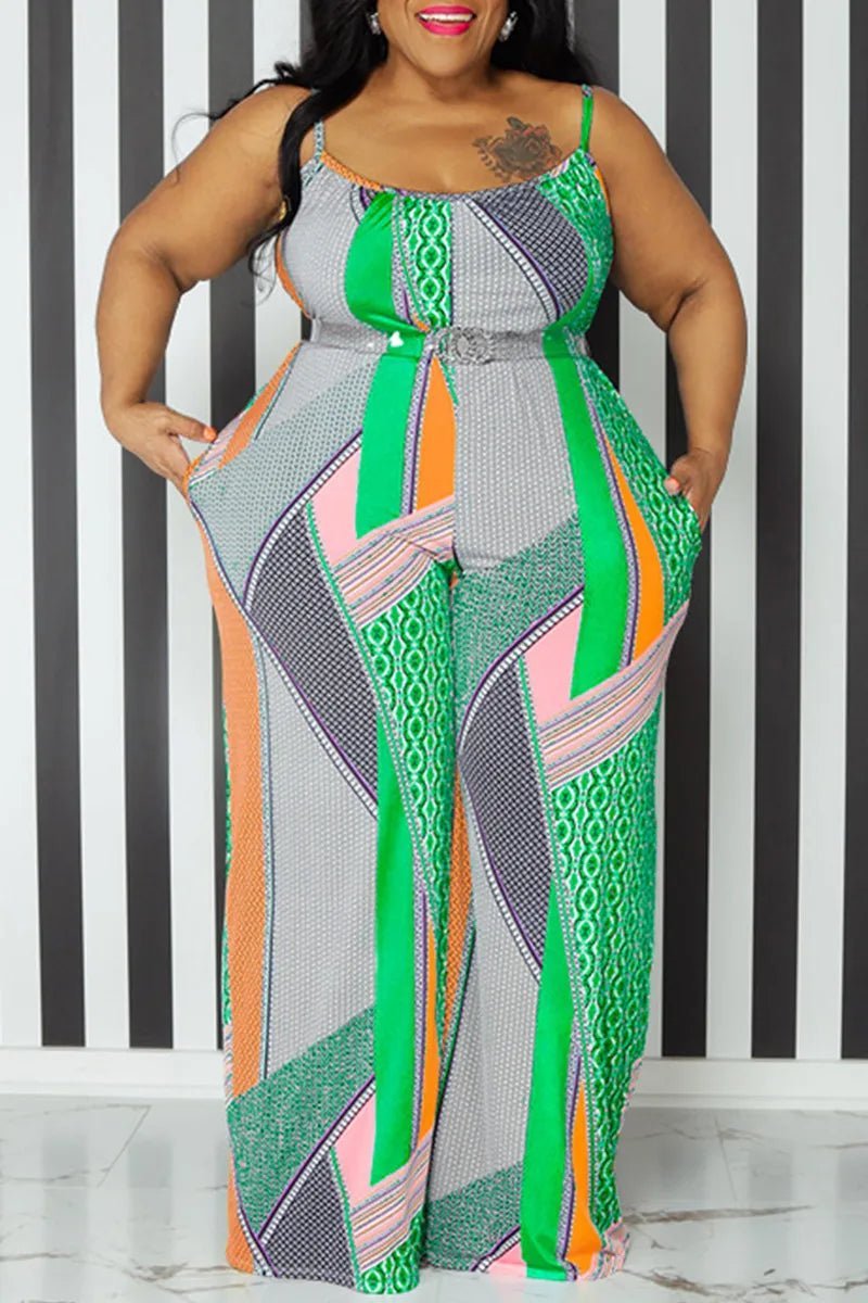 Sassy Classy Multi - Colored Spaghetti Strap JumpSuit - La’Shays Large & Lovely Closet