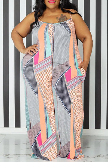 Sassy Classy Multi - Colored Spaghetti Strap JumpSuit - La’Shays Large & Lovely Closet