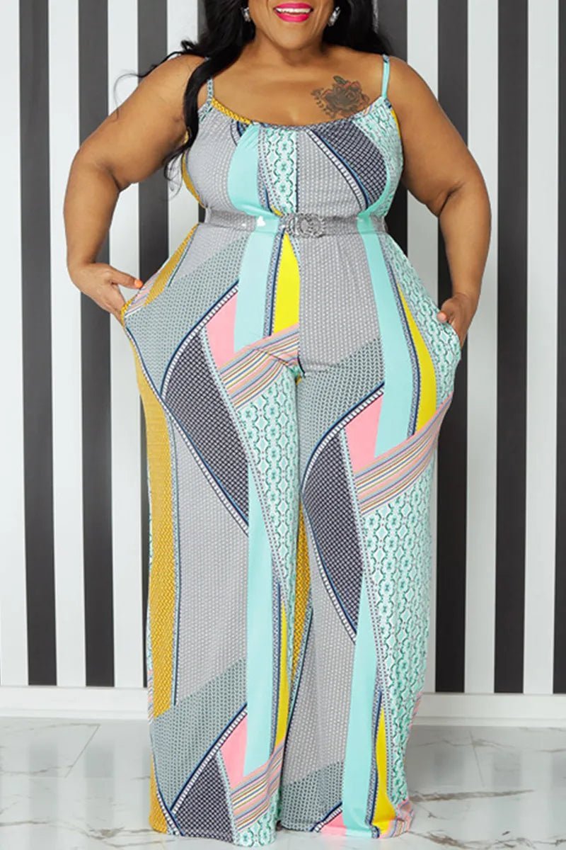 Sassy Classy Multi - Colored Spaghetti Strap JumpSuit - La’Shays Large & Lovely Closet