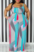 Sassy Classy Multi - Colored Spaghetti Strap JumpSuit - La’Shays Large & Lovely Closet