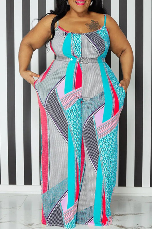 Sassy Classy Multi - Colored Spaghetti Strap JumpSuit - La’Shays Large & Lovely Closet